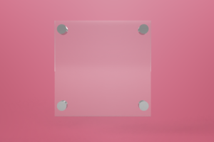 Tabliczka dystansowa plexi (PMMA) 20×20 cm, na 4 złączkach dystansowych