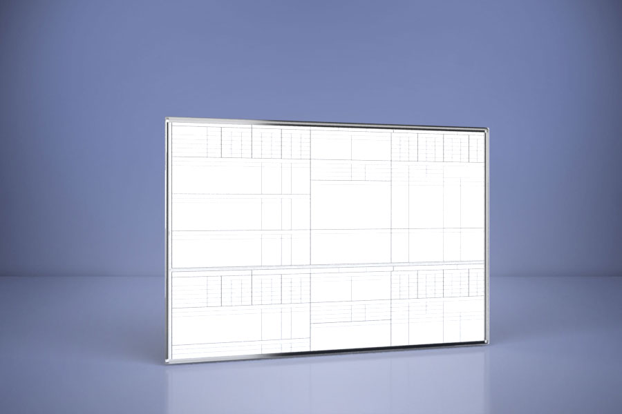 Tablica z nadrukiem, magnetyczna suchościeralna w ramce aluminiowej 150×100 cm