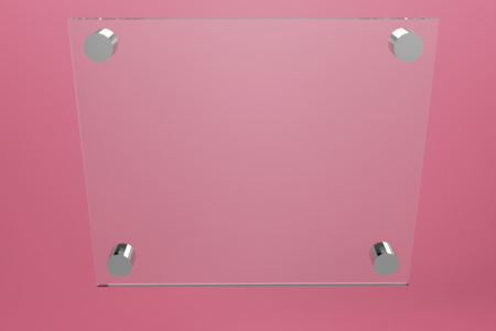 Tabliczka dystansowa plexi (PMMA) 25×21 cm, na 4 złączkach dystansowych