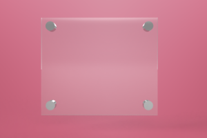 Tabliczka dystansowa plexi (PMMA) 25×21 cm, na 4 złączkach dystansowych