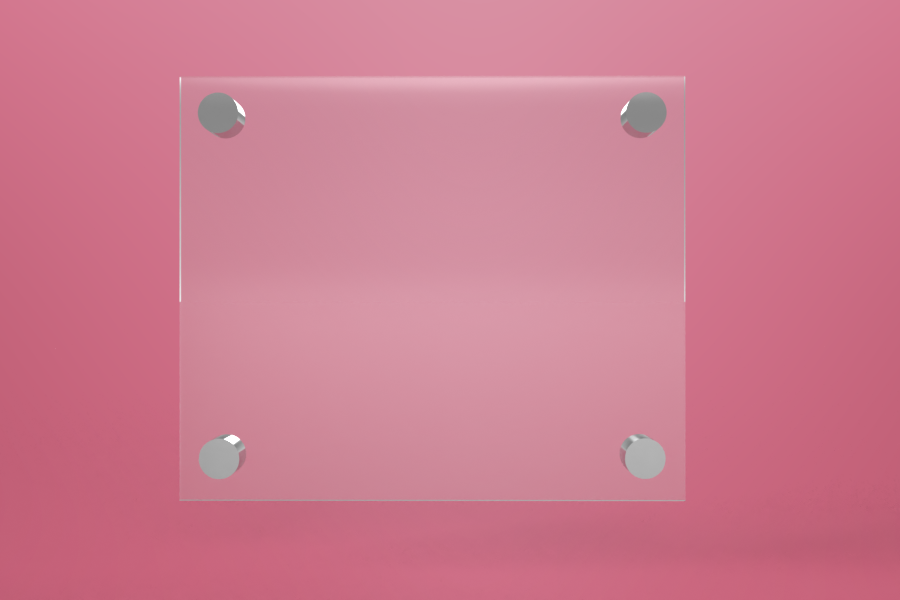 Tabliczka dystansowa szklana 25×21 cm, na 4 złączkach dystansowych