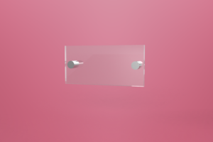 Podwójna tabliczka dystansowa szklana 21×10 cm, na 2 złączkach dystansowych