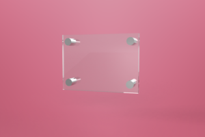 Podwójna tabliczka dystansowa szklana 20×15 cm, na 4 złączkach dystansowych