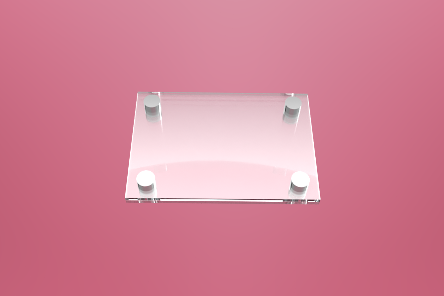 Podwójna tabliczka dystansowa szklana 20×15 cm, na 4 złączkach dystansowych
