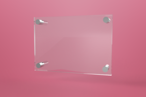 Podwójna tabliczka dystansowa z plexi (PMMA) 25×21 cm, na 4 złączkach dystansowych