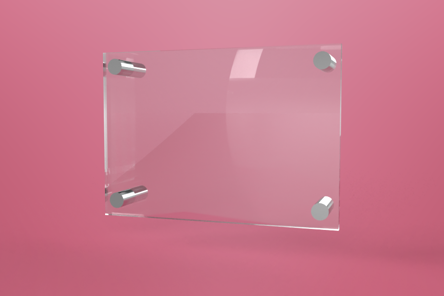 Podwójna tabliczka dystansowa szklana 30×21 cm, na 4 złączkach dystansowych