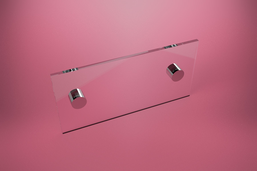 Tabliczka dystansowa szklana 21×10 cm, na 2 złączkach dystansowych