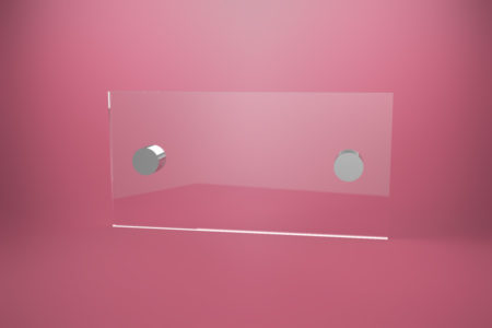 Tabliczka dystansowa szklana 21×10 cm, na 2 złączkach dystansowych